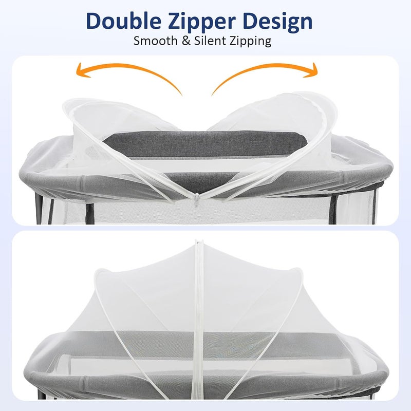 Cheermomo Bassinet Cover for Cats, Mosquito Net Cover for Bedside Sleeper, Two-Way Zipper Bassinet Cover to Keep Cats & Bugs Out for Baby, Breathable Baby Mosquito Net for Travel Crib White - Image 3
